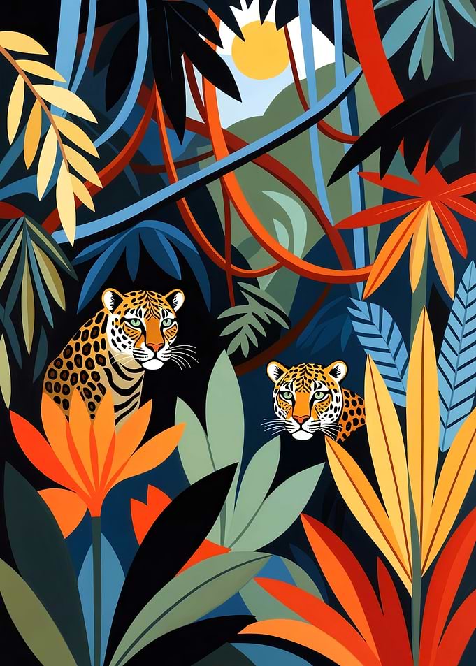 Leopards in a Vibrant Jungle