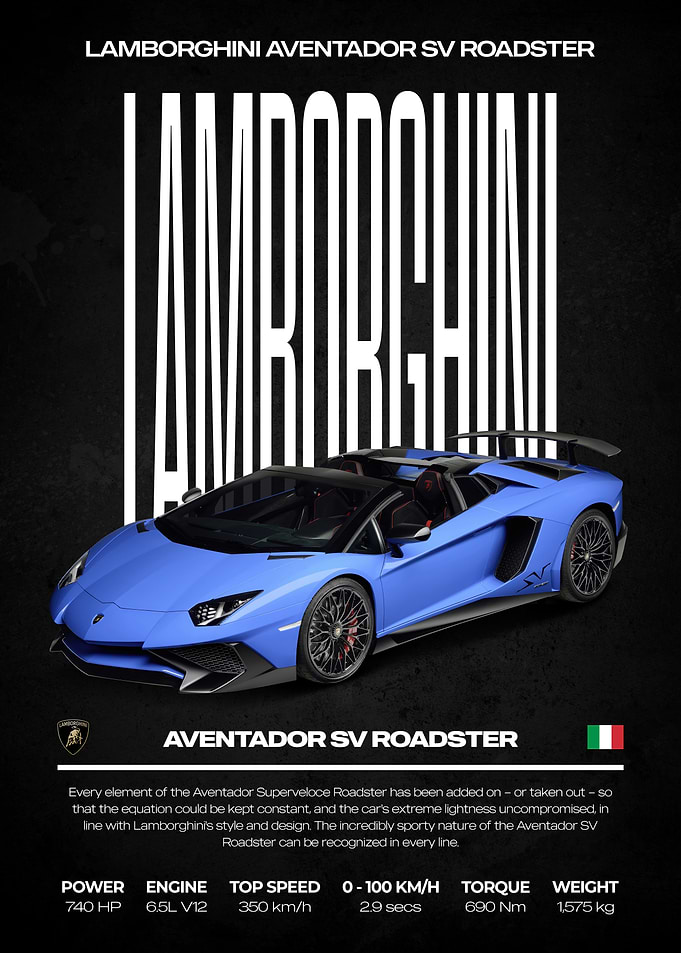 Lamborghini Aventador SV Roadster Poster