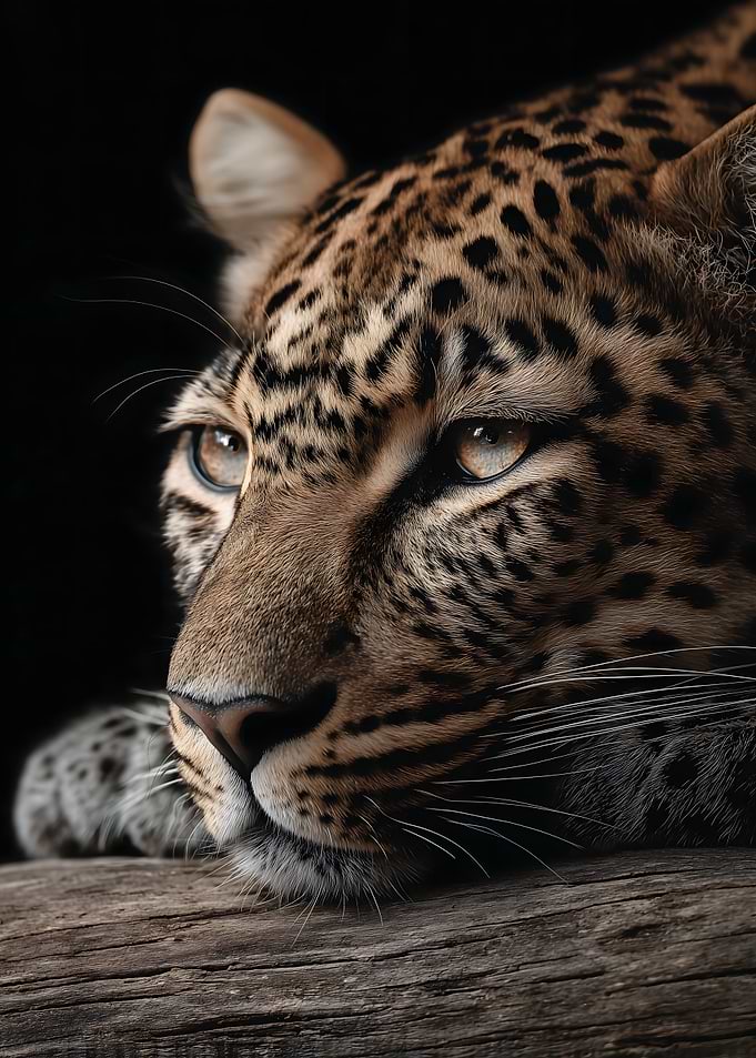 Leopard resting on wood