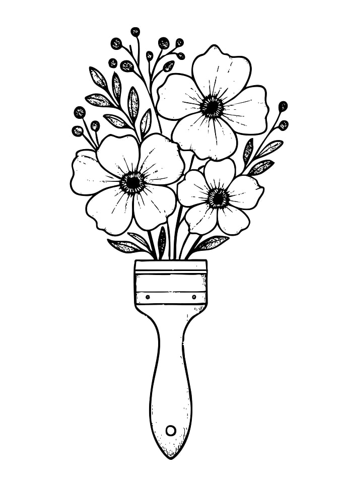 Paintbrush with Flowers