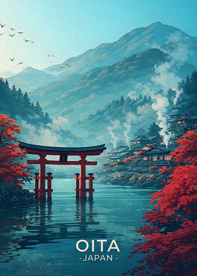 Oita Japan Torii Gate Landscape