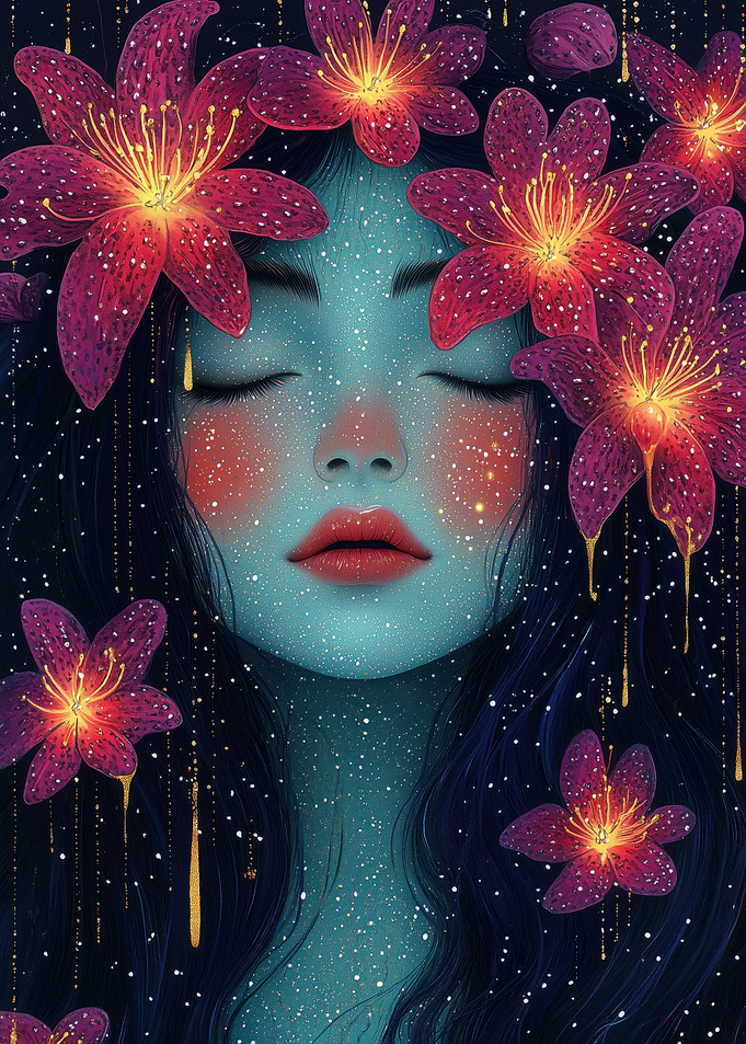 Celestial Woman with Flowers