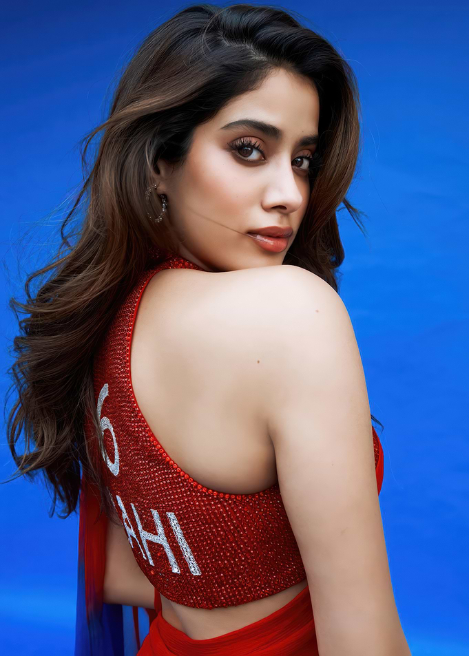Janhvi Kapoor in Red Embellished Outfit