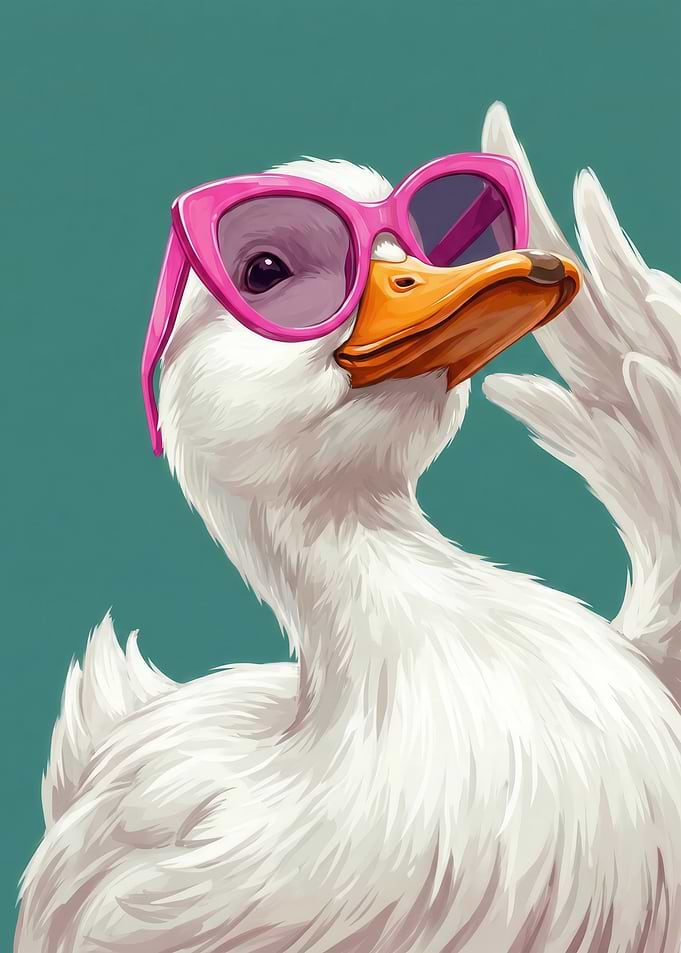 Cool Duck Wearing Pink Sunglasses