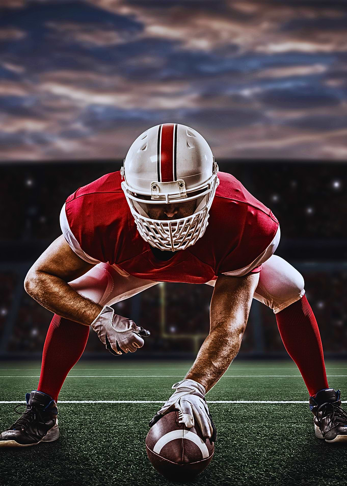 American Football Player in Stance