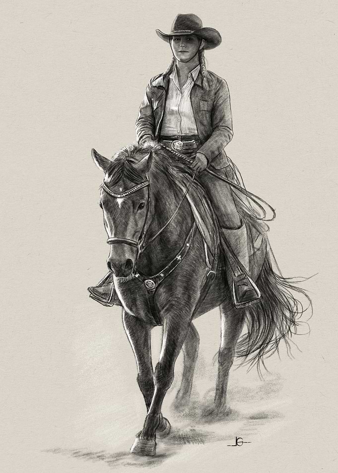 Cowgirl Riding a Horse