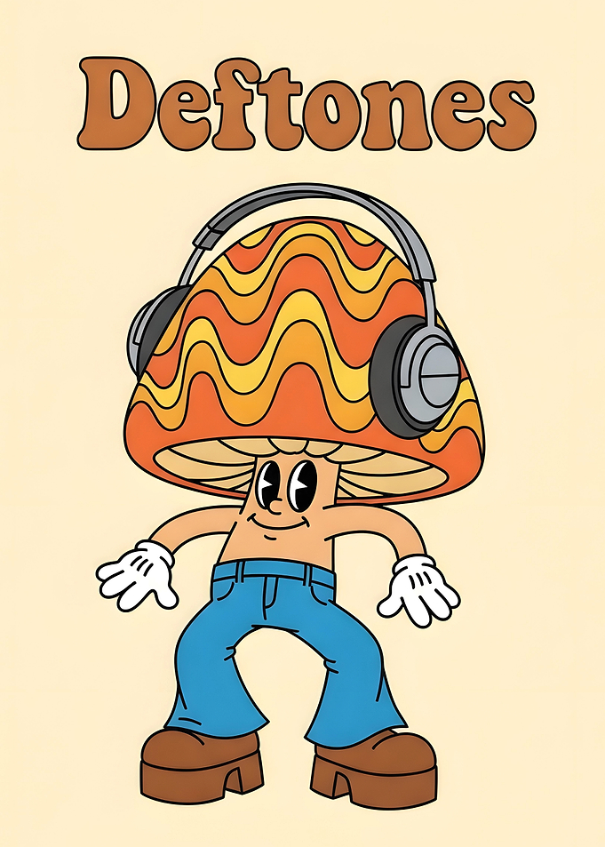 Mushroom Character with Headphones
