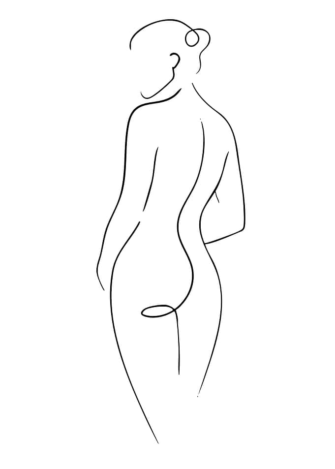 Minimalist Line Art of a Woman's Back