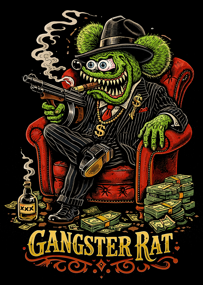 Gangster Rat with Gun and Money