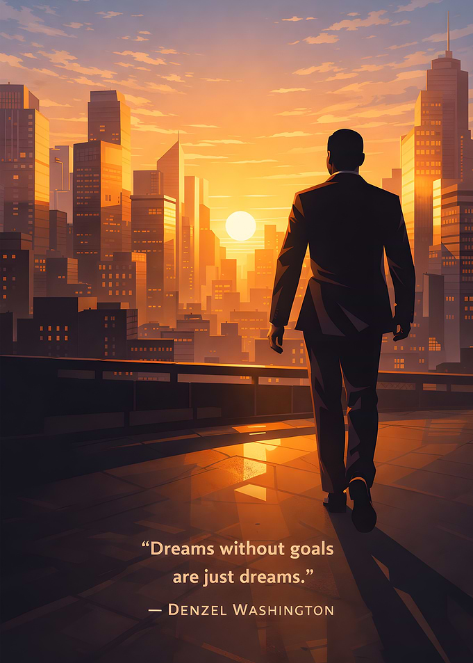 Man walking towards city sunset