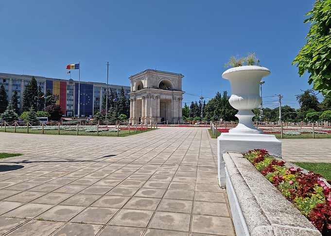 Triumphal Arch and Government Building in Chisinau