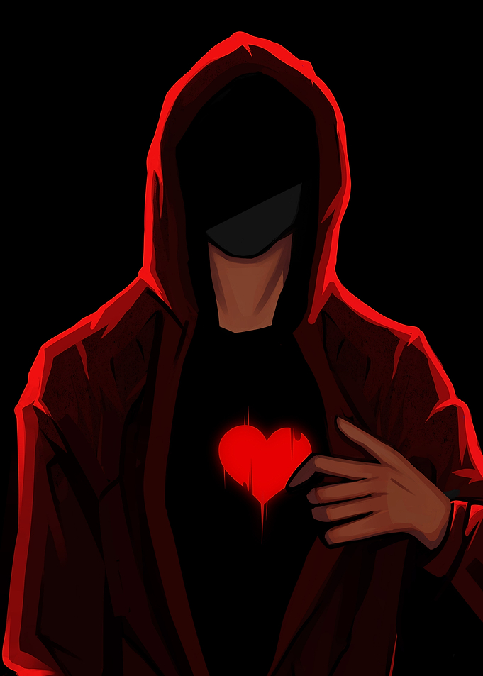 Hooded Figure with Glowing Heart