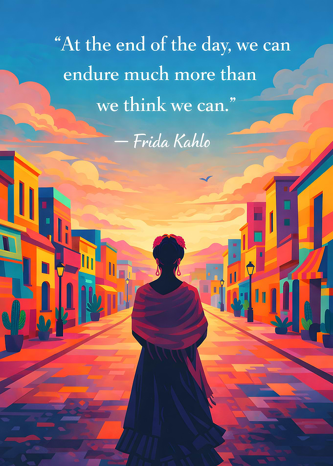 Frida Kahlo inspirational quote painting