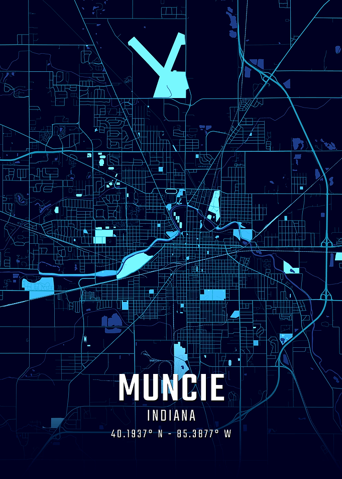 Muncie Indiana Midnight City Map