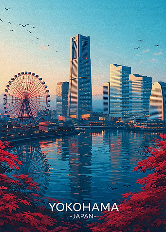 Yokohama Cityscape with Ferris Wheel