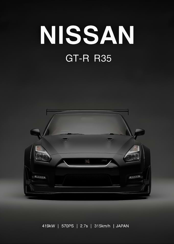 sport black Nissan GT-R R35 poster