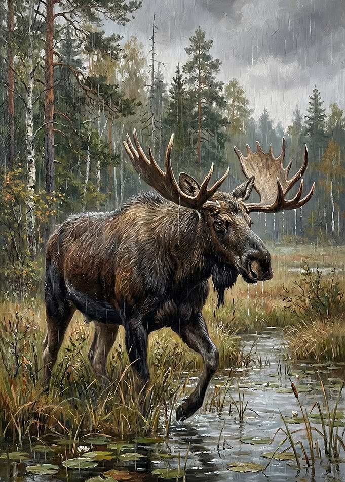 Moose in the Rain