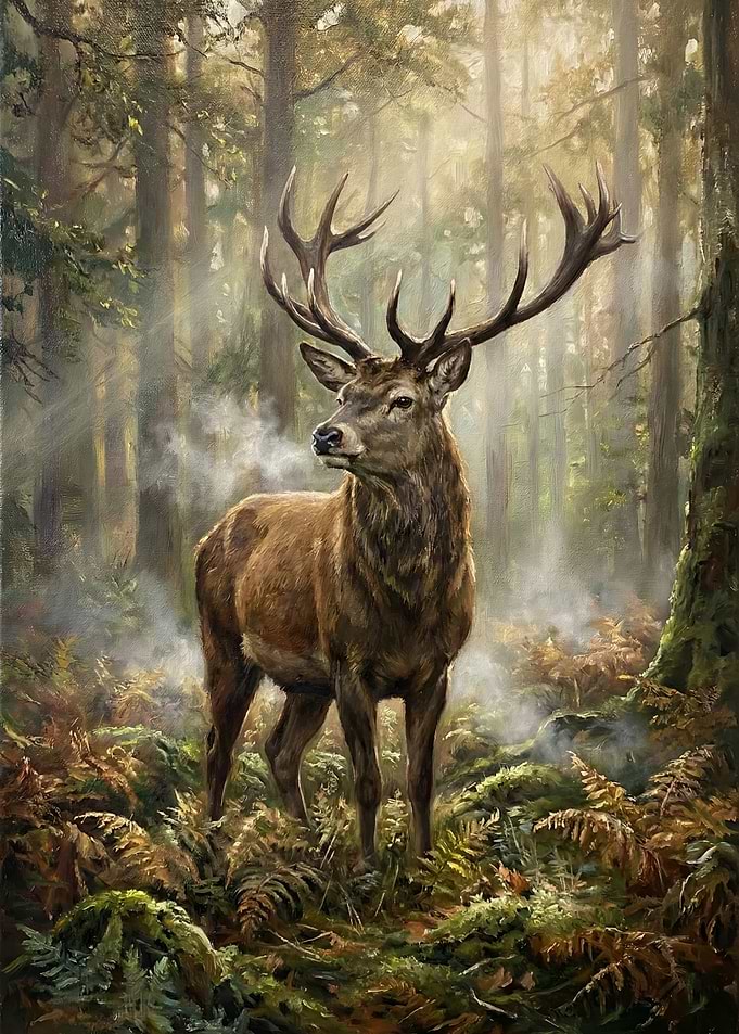 Majestic Stag in Misty Forest