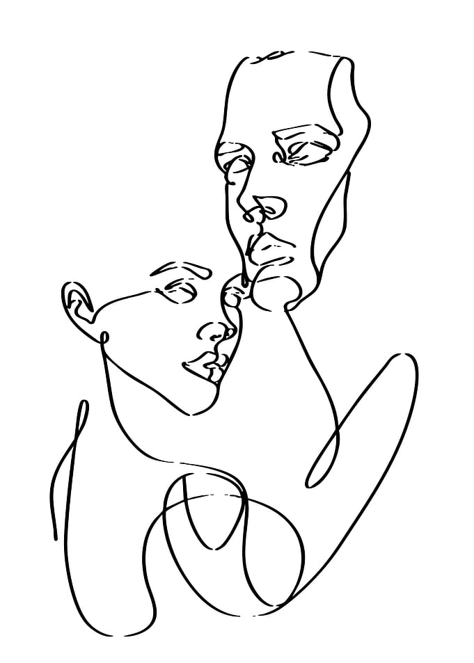 Abstract Line Art of Two Faces