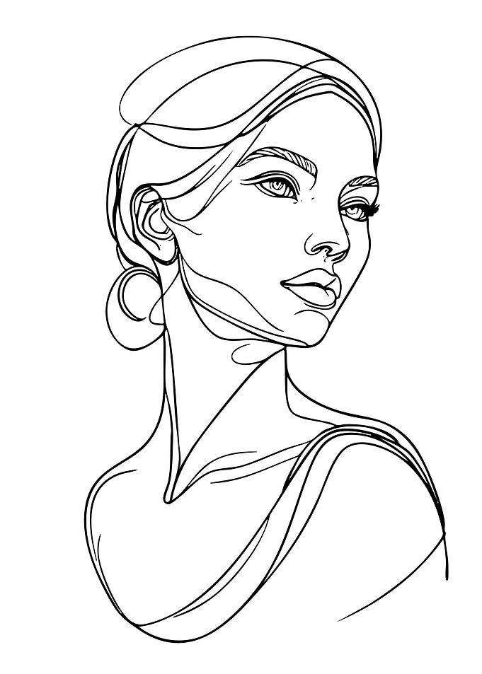 Minimalist Line Art Portrait of a Woman