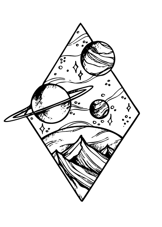 Cosmic Landscape with Planets and Mountains