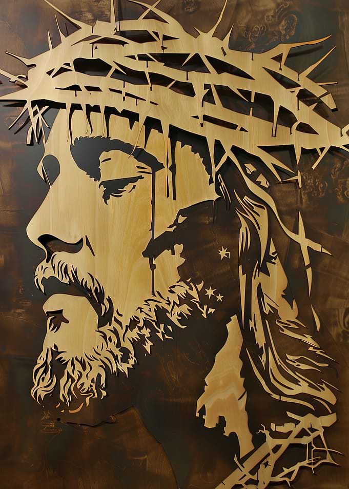 Jesus Christ Crown of Thorns Wood Carving