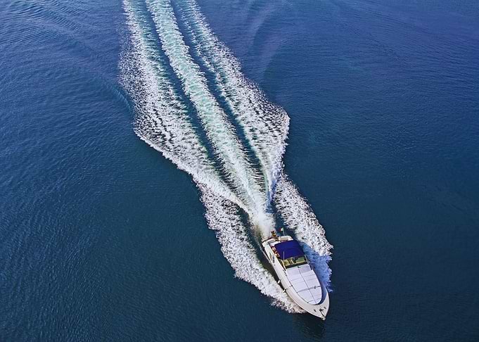 Boat leaving a wake on the water