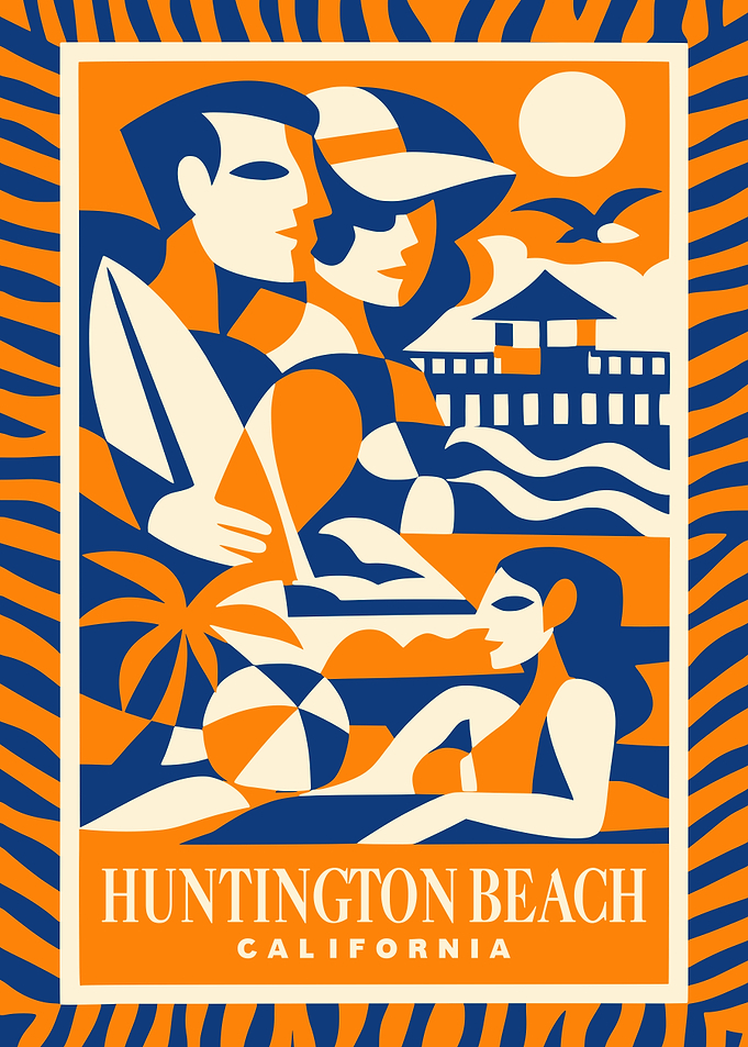 Huntington Beach California Vintage Poster