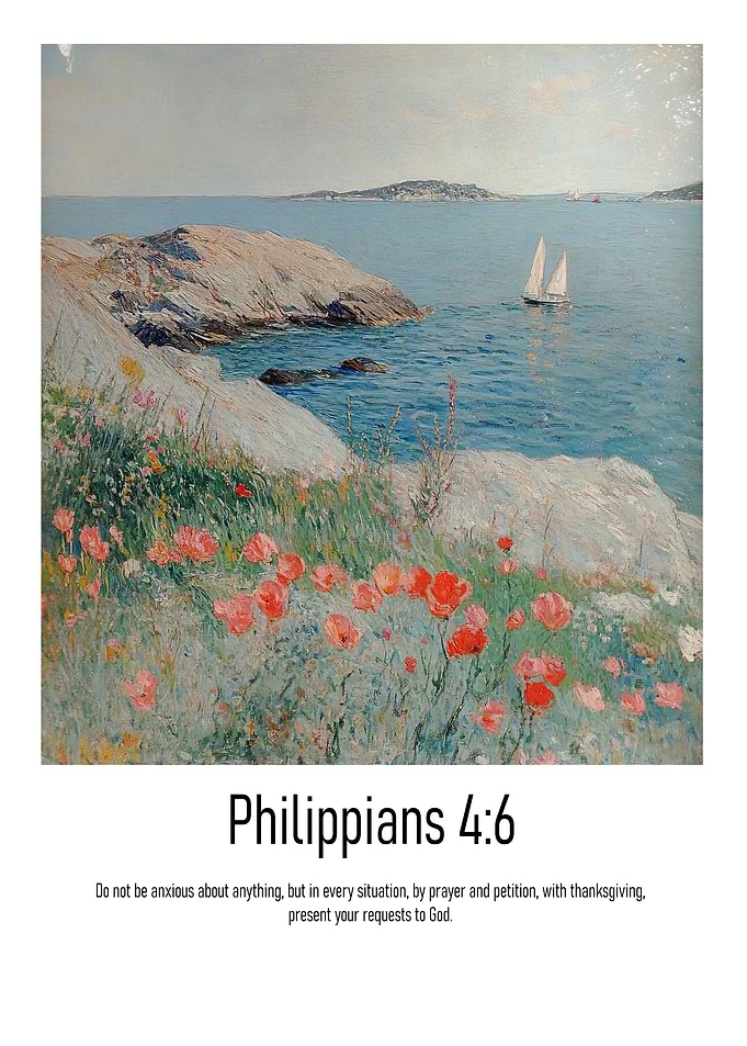 Seascape with Sailboat and Poppies