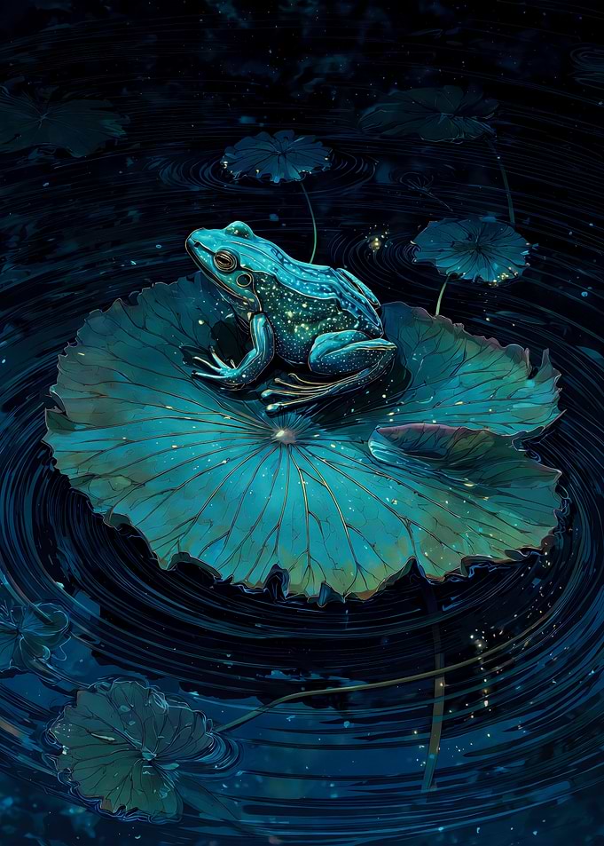 Magical Blue Frog Lily Pad