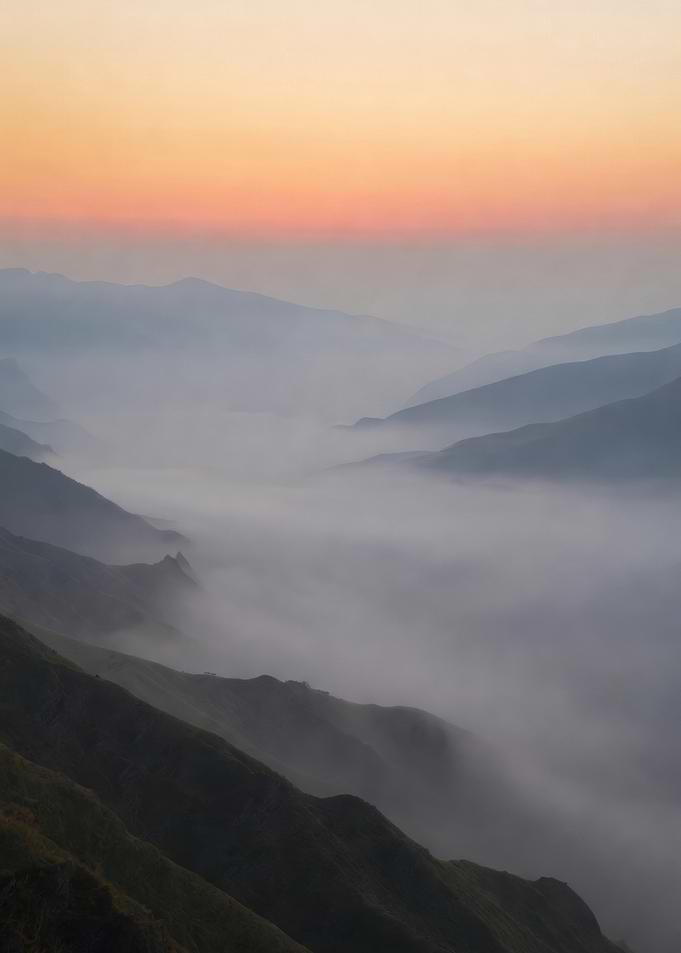 Misty Mountain Valley at Sunrise