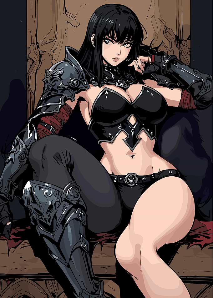 Dark Fantasy Warrior Queen on Throne