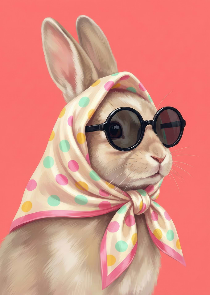Bunny Wearing Scarf and Sunglasses