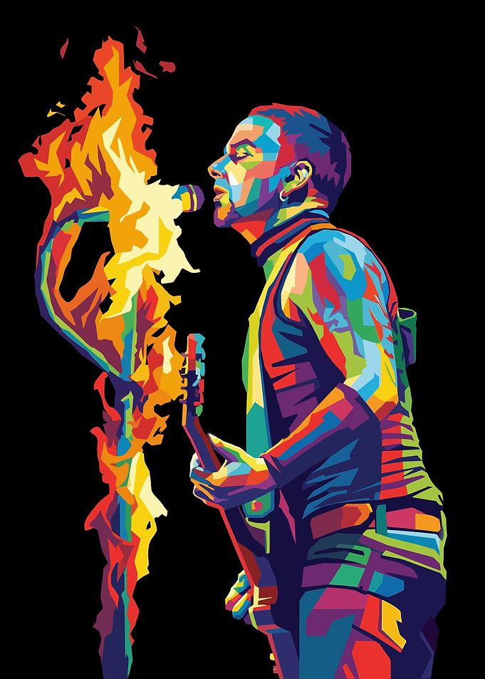 Musician with Guitar and Fire