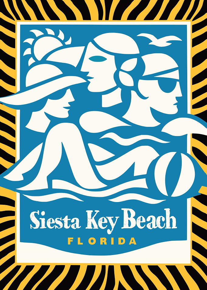 Siesta Key Beach Florida Retro Poster