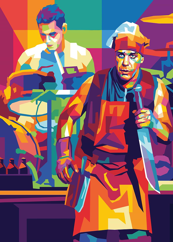 Till Lindemann Pop Art Musicians with Knives
