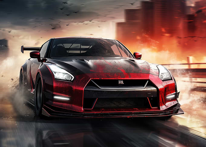 Nissan GT-R Racing in City