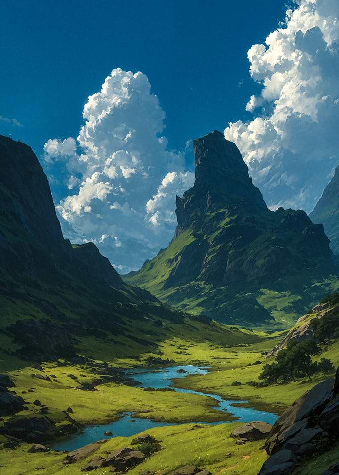 Majestic Mountain Valley with River
