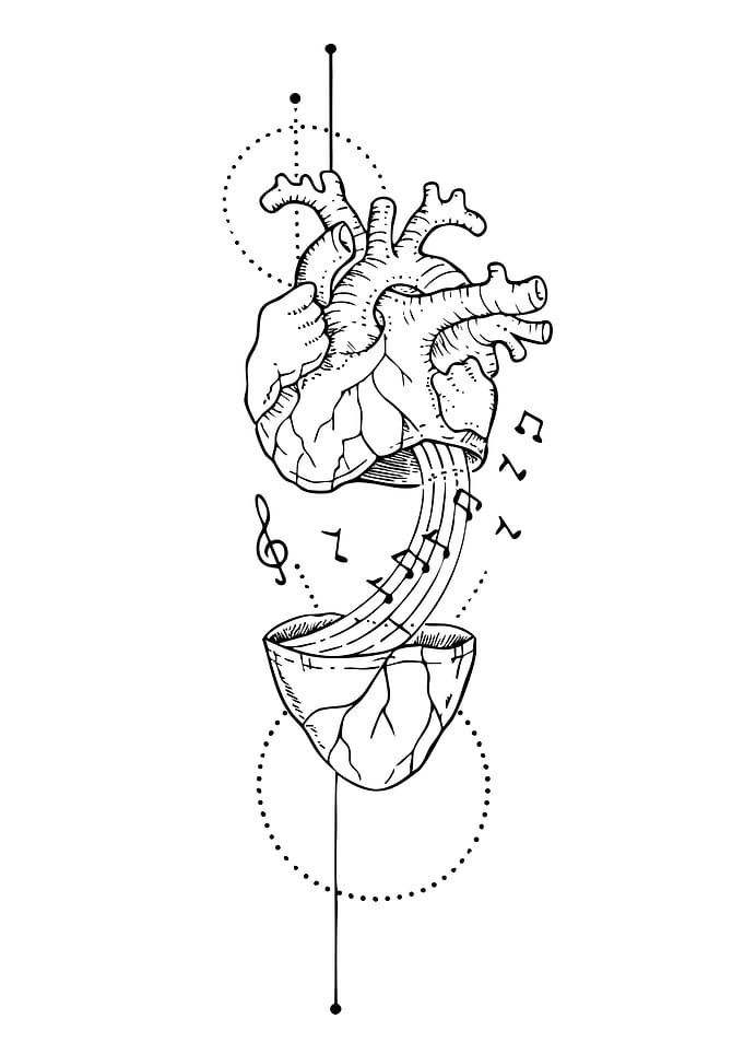 Anatomical Heart with Music Notes
