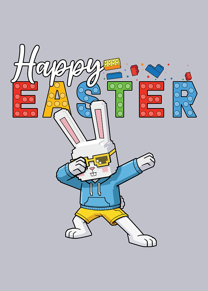Dabbing Bunny Happy Easter Lego Style