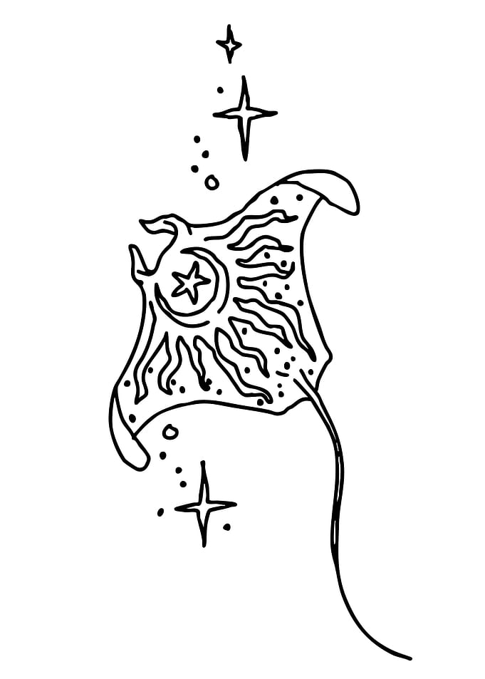 Manta Ray Celestial Tattoo Design