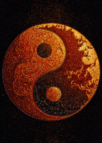 Glowing Orange Particle Yin Yang