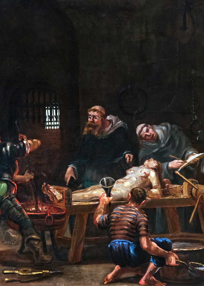 Torture scene in a dark chamber