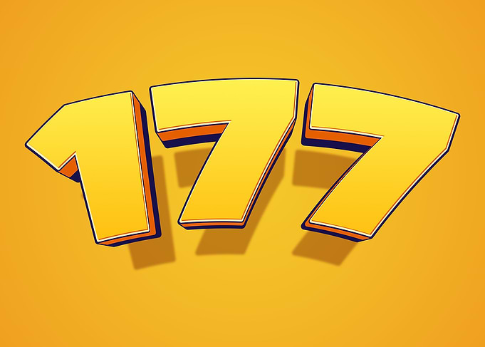 Yellow 177 Numbers with Shadow