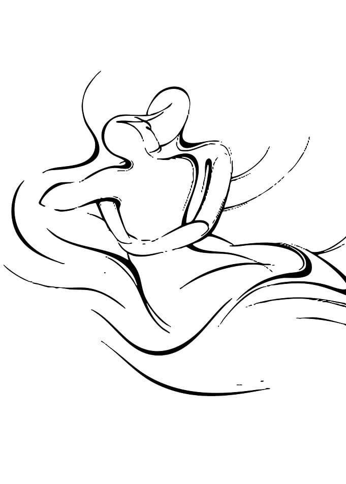 Abstract Couple Embracing