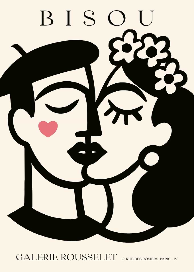 Kissing Couple Vintage Poster