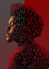 Text Art Portrait of The Weeknd