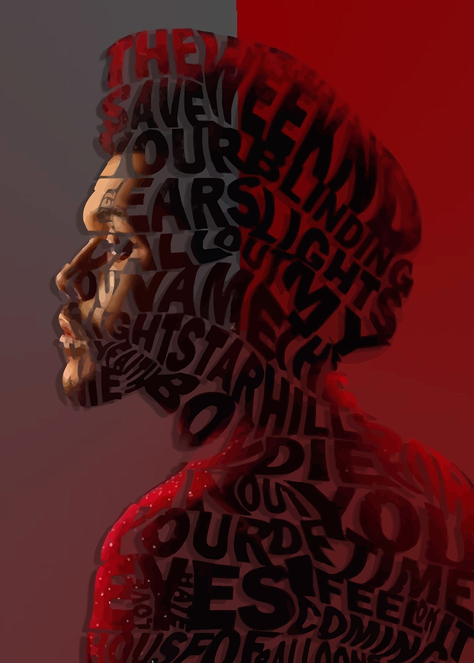 Text Art Portrait of The Weeknd