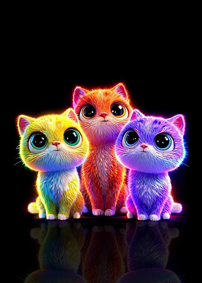 Three Adorable Rainbow Kittens