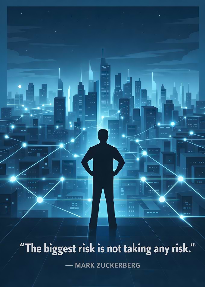 Man overlooking futuristic city network
